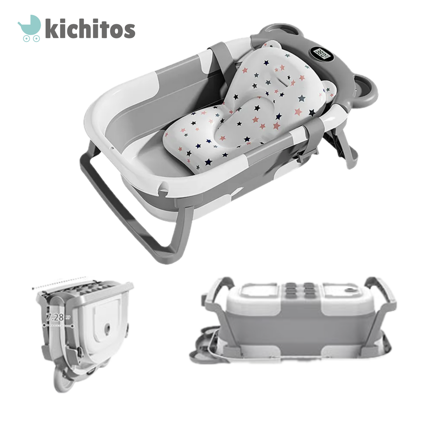 Foldable Baby Bathtub with Temperature Sensor